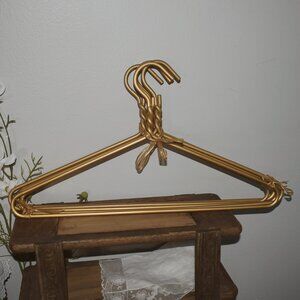Vintage Antique Hollywood Regency Gold Plated Steel Metal Hangers Set of 5
